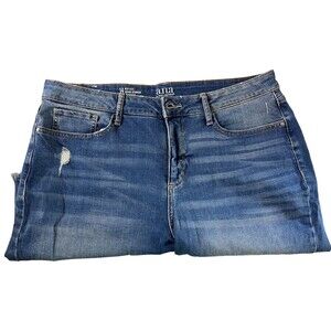 a.n.a. Ladies Rough Hem Bermuda Shorts Distressed Medium Wash Size 14